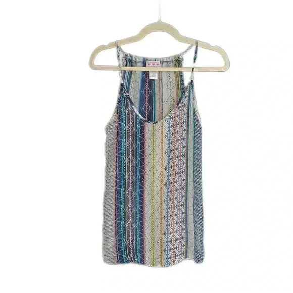 New Trixxi Colorful Mixed Print Chiffon Flowy Sheer Tank Top Small - Picture 1 of 6